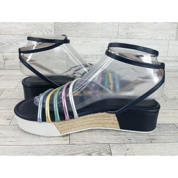 Louise Et Cie BIMO Platform Sandals Y2K Asymmetrical Straps Ankle Wrap Size 8M - Picture 7 of 14
